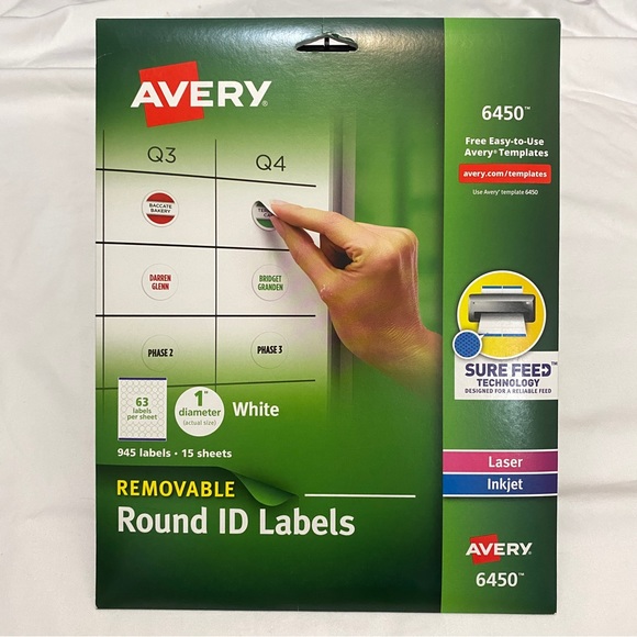Avery 6450 White Removable Round ID Labels - Picture 3 of 8